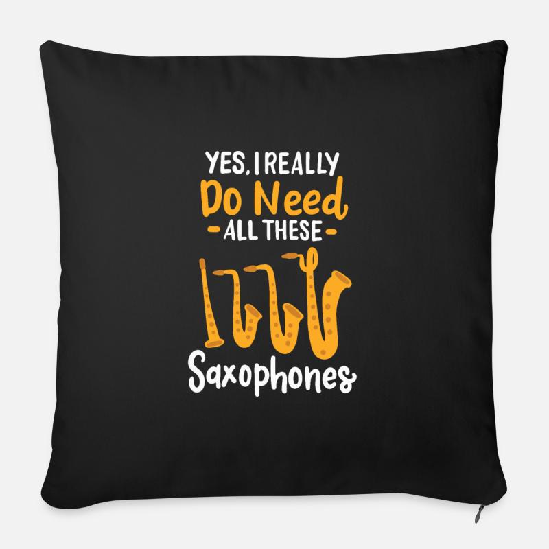 Saxophone Saxofon - Sofakissen mit Füllung 45 x 45 cm - Schwarz