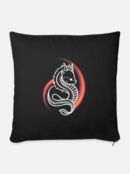 Niedlicher Regenbogen-Kawaii-Drache - Sofakissen mit Füllung 45 x 45 cm - Schwarz
