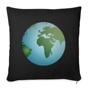 planète bleue Terre avec des continents verts - Coussin et housse de 45 x 45 cm - noir - Devant