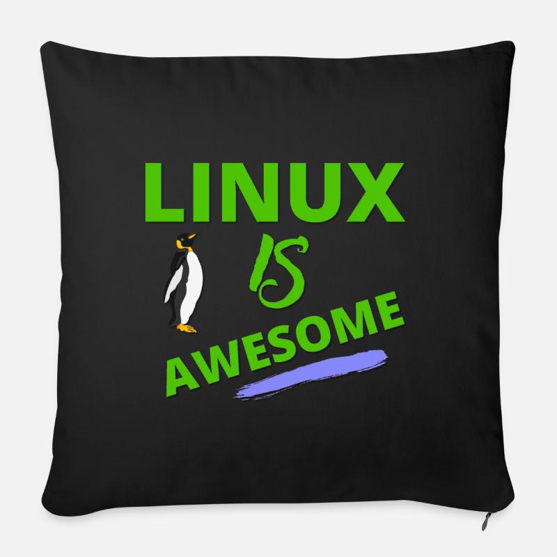 Linux est génial - Cadeau pour les monstres de l’informatique - Coussin et housse de 45 x 45 cm - noir