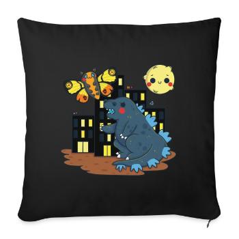 Le combat des monstres - Coussin et housse de 45 x 45 cm - noir - Devant