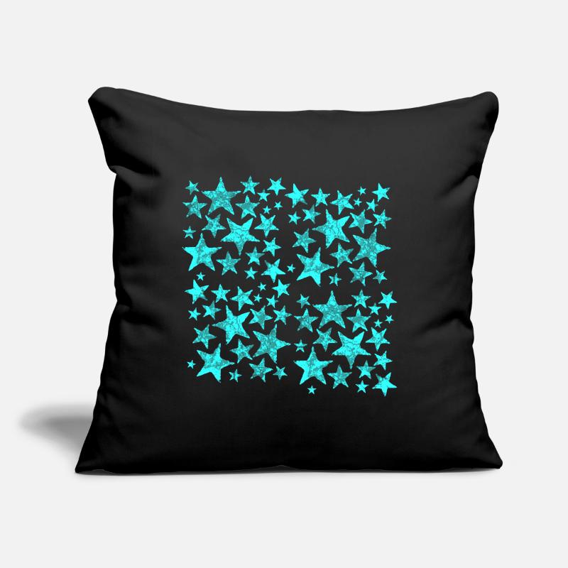 Bright blue star pattern on black Sofa pillow with filling 45cm x 45cm