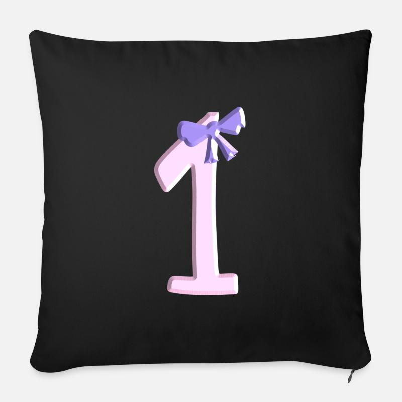 one loop number pink number first - Sofa pillow with filling 45cm x 45cm - black