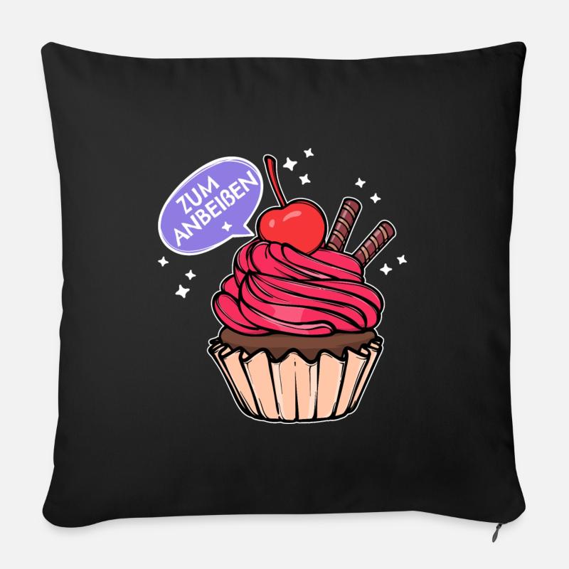 Süßigkeiten Statement Backen Cupcake Naschen - Sofakissen mit Füllung 45 x 45 cm - Schwarz