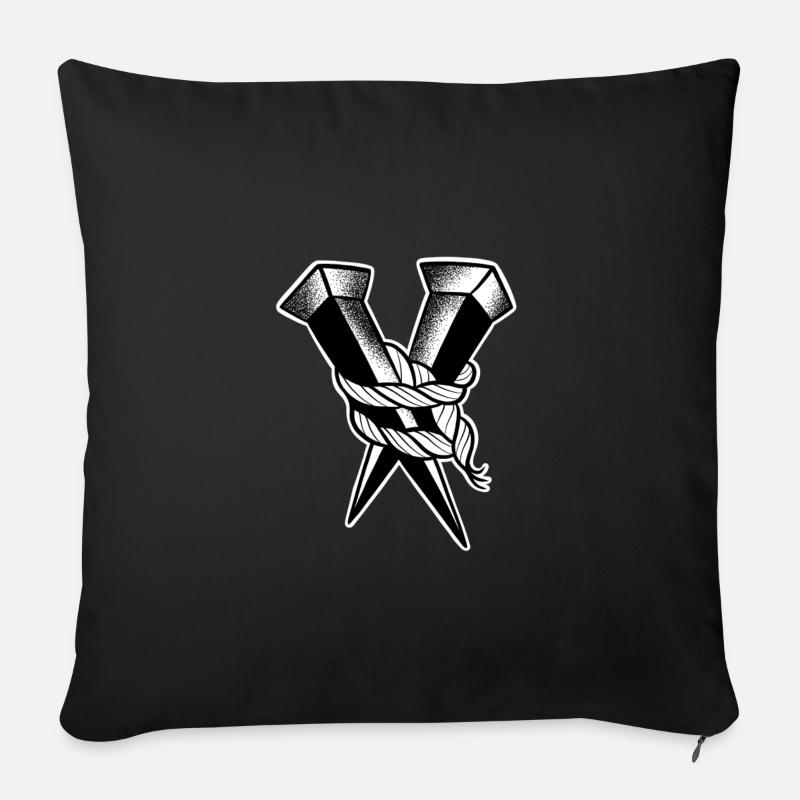 Double clou old school - Coussin et housse de 45 x 45 cm - noir