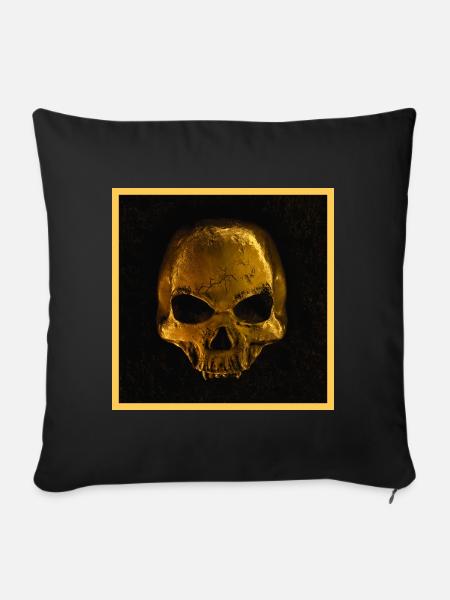 Goldener Schädel - Sofakissen mit Füllung 45 x 45 cm - Schwarz