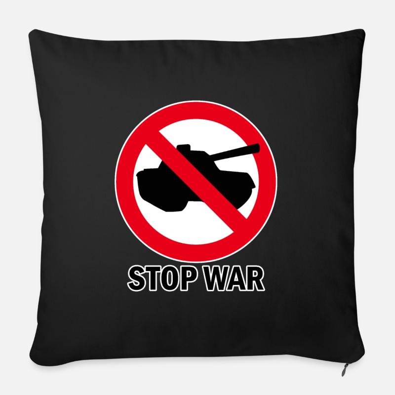stop war, Ukraine, Krieg, Panzer, Peace - Sofakissen mit Füllung 45 x 45 cm - Schwarz