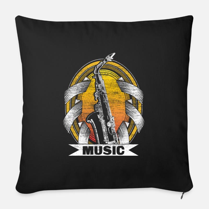 Saxophon Saxophonist Musik Geschenkidee - Sofakissen mit Füllung 45 x 45 cm - Schwarz