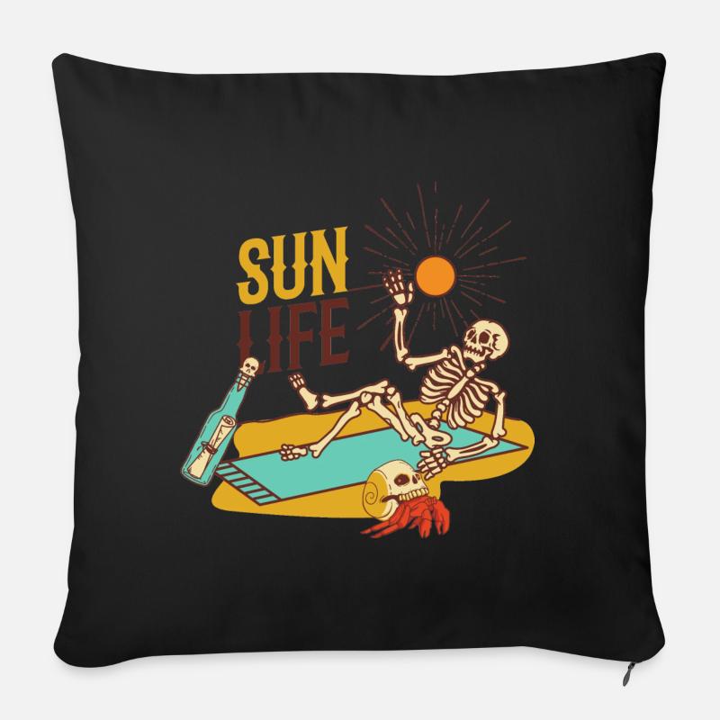 Squelette plage - Coussin et housse de 45 x 45 cm - noir