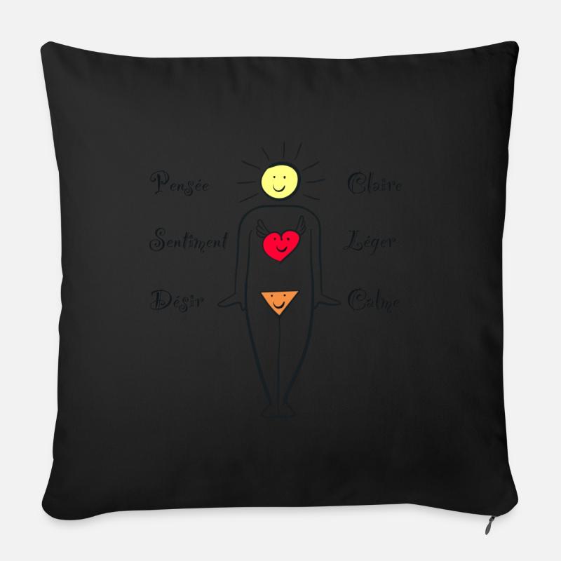 Pensée Claire - Sentiment Léger - Désir Calme - Coussin et housse de 45 x 45 cm - noir