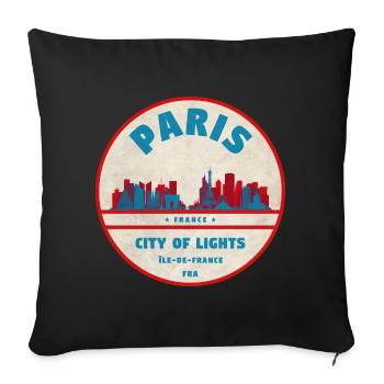 Paris City Lights Retro Badge - Sofa pillow with filling 45cm x 45cm - black - Front