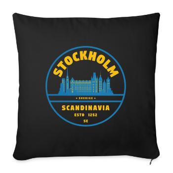 Stockholm Skyline Badge Blue Yellow - Sofa pillow with filling 45cm x 45cm - black - Front