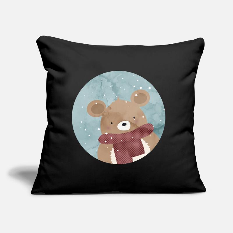 sugar-sweet golden bear in winter when it snows Sofa pillow with filling 45cm x 45cm