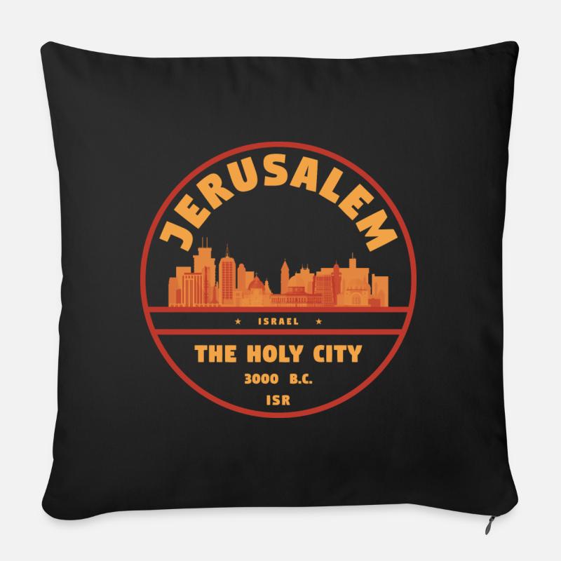 Jerusalem Retro Stadtbadge - Sofakissen mit Füllung 45 x 45 cm - Schwarz