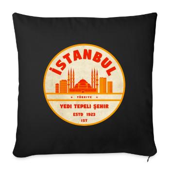 Istanbul Skyline Retro Badge - Sofa pillow with filling 45cm x 45cm - black - Front