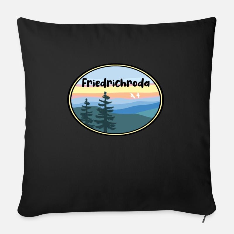 Friedrichroda Landschaft - Sofakissen mit Füllung 45 x 45 cm - Schwarz