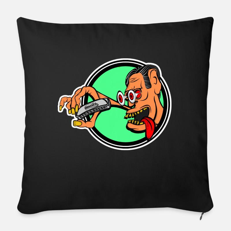 Mister Rat fink harmonica style - Coussin et housse de 45 x 45 cm - noir