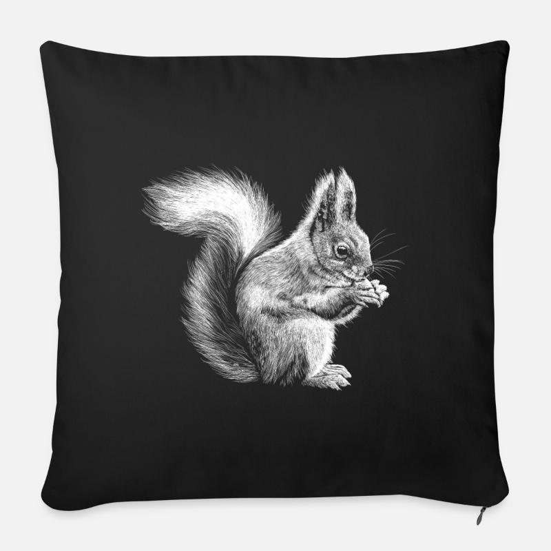 Eichhörnchen - Sofakissen mit Füllung 45 x 45 cm - Schwarz