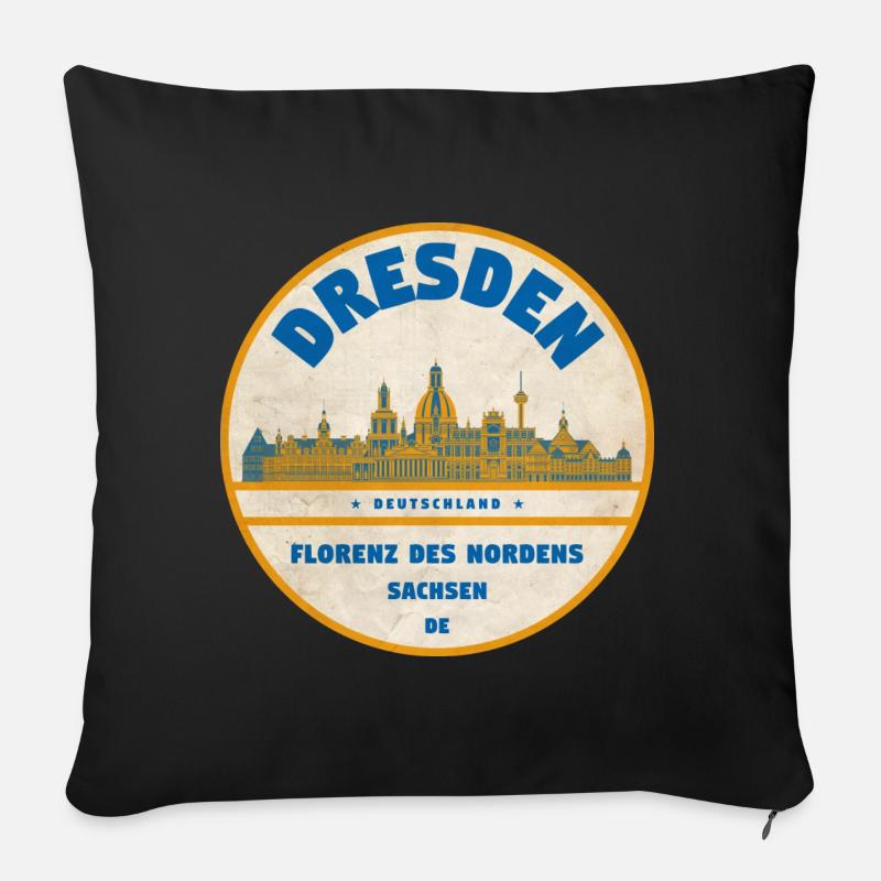 Dresden Skyline Vintage-Label - Sofakissen mit Füllung 45 x 45 cm - Schwarz