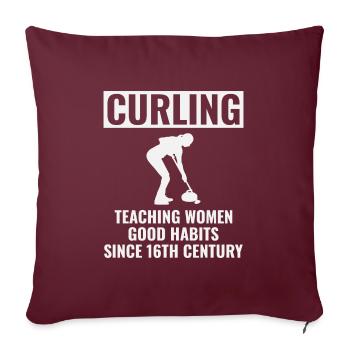 Curling Sweeping Fan Winter Ice Sport Curler Drôle - Coussin et housse de 45 x 45 cm - bordeaux - Devant