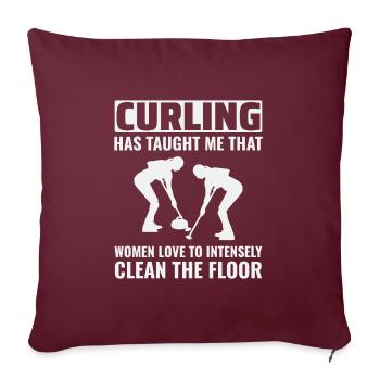 Curling Sweeping Fan Winter Ice Sport Curler Drôle - Coussin et housse de 45 x 45 cm - bordeaux - Devant