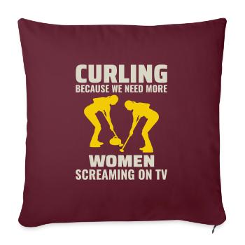 Curling Sweeping Fan Winter Ice Sport Curler Drôle - Coussin et housse de 45 x 45 cm - bordeaux - Devant