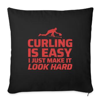 Curling Sweeping Fan Winter Ice Sport Curler Drôle - Coussin et housse de 45 x 45 cm - noir - Devant