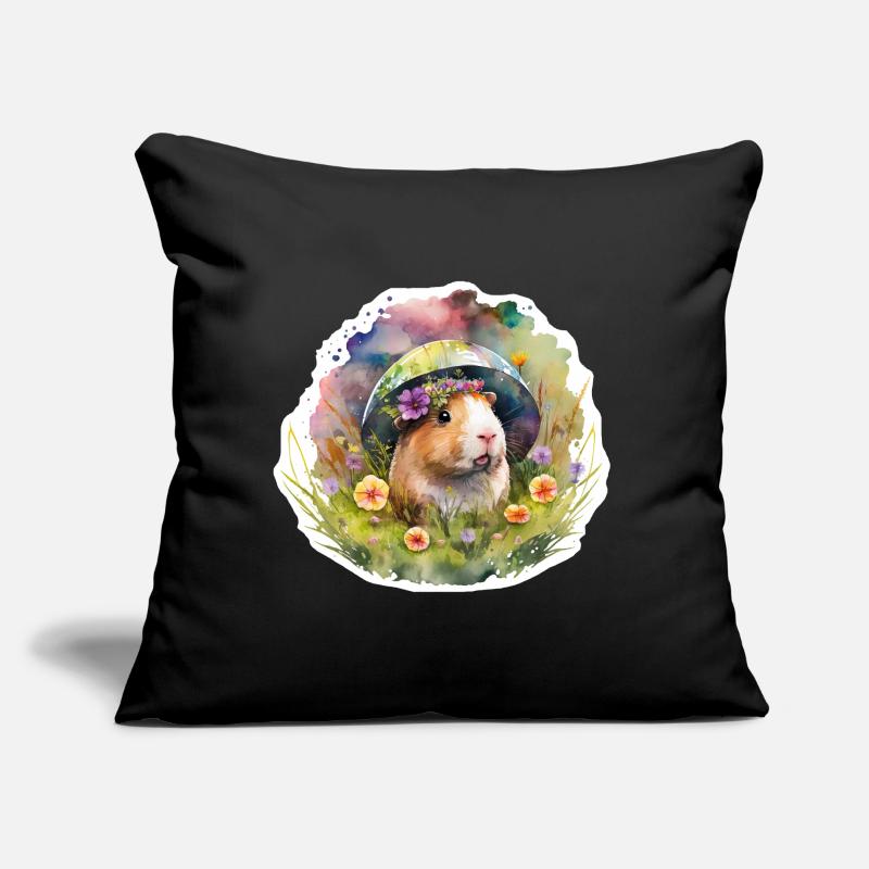 Cochons d’Inde dans une prairie fleurie Coussin et housse de 45 x 45 cm
