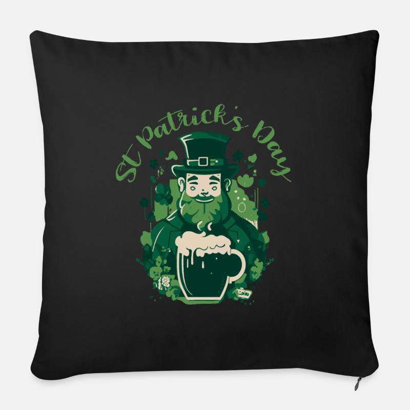 Tee de la Saint-Patrick: Leprechaun & Beer Fun! - Coussin et housse de 45 x 45 cm - noir