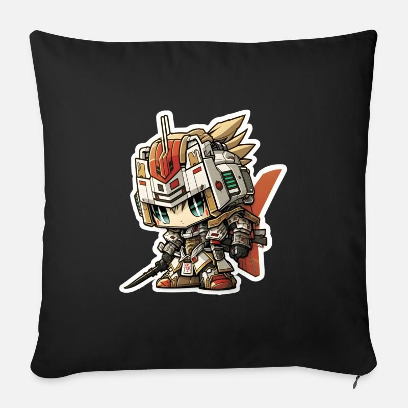 Chibi Samurai Roboter - Sofakissen mit Füllung 45 x 45 cm - Schwarz