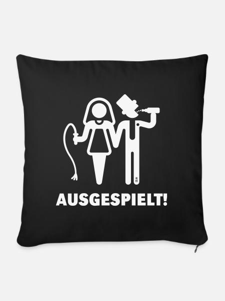 Ausgespielt! (JGA / Peitsche / Bier / White) - Sofakissen mit Füllung 45 x 45 cm - Schwarz