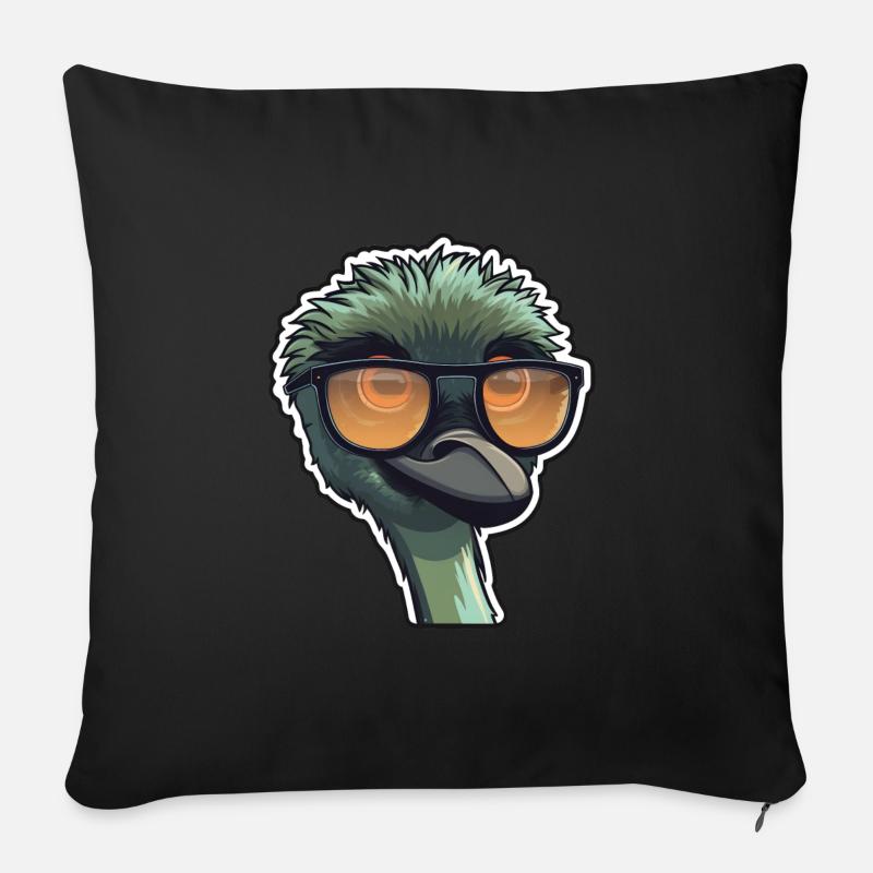 Komischer Emu - Sofakissen mit Füllung 45 x 45 cm - Schwarz