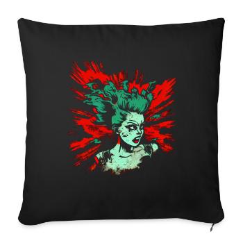 Cool Psychobilly Comic Design - Green Woman - Sofa pillow with filling 45cm x 45cm - black - Front