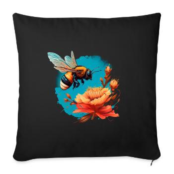 Cool Bee Motif with Great Flower Cartoon Comic - Sofa pillow with filling 45cm x 45cm - black - Front