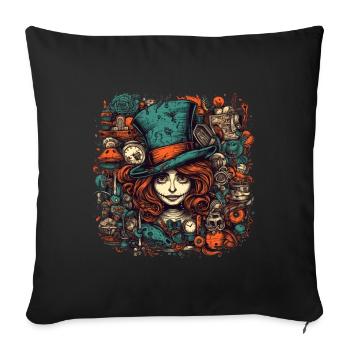 Hatter woman with red hair - Sofa pillow with filling 45cm x 45cm - black - Front