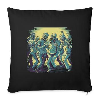 Dancing Zombies - Motif de zombie effrayant - Coussin et housse de 45 x 45 cm - noir - Devant