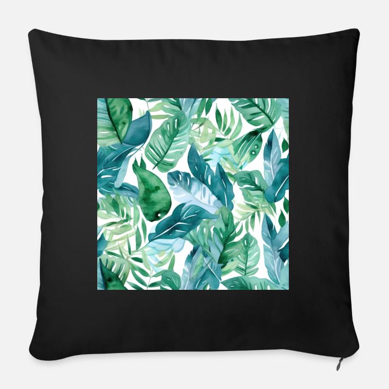 Watercolour Leaf Pattern - Sofa pillow with filling 45cm x 45cm - black