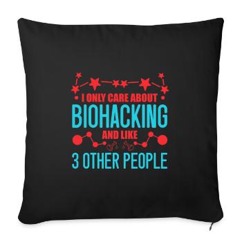 Design de biohacking amusant - Coussin et housse de 45 x 45 cm - noir - Devant