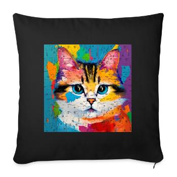 Cat Domestic Cat Oil Painting - Sofa pillow with filling 45cm x 45cm - black - Front