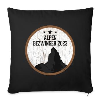 Alpenbezwinger 2023 Alpenüberquerung Finisher - Sofakissen mit Füllung 45 x 45 cm - Schwarz - Vorne