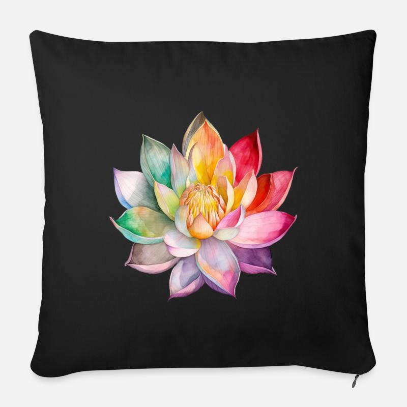 Blumen Lotus Seerose Bunt Muttertag Valentinstag - Sofakissen mit Füllung 45 x 45 cm - Schwarz