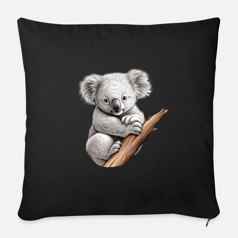 Süßer Koala mit Stamm Tier Australien Koala-Bär - Sofakissen mit Füllung 45 x 45 cm - Schwarz