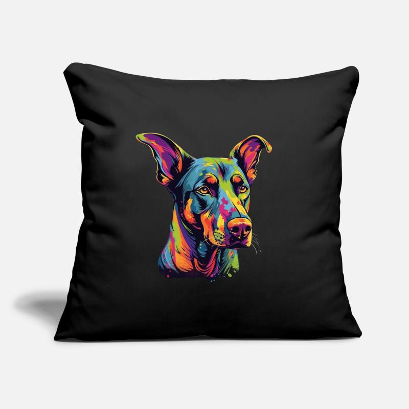 Bunter Dobermann Sofakissen mit Füllung 45 x 45 cm