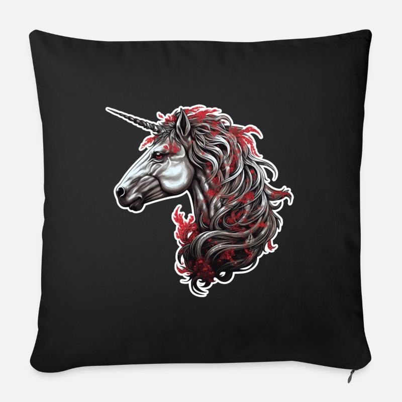 Goth Gothic Unicorn Mystical Horror Red Black - Sofa pillow with filling 45cm x 45cm - black