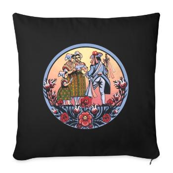 Folklore sorabe – Costumes et danses traditionnels - Coussin et housse de 45 x 45 cm - noir - Devant