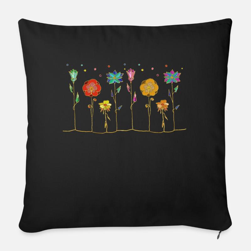 Blumen - Sofakissen mit Füllung 45 x 45 cm - Schwarz