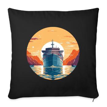 Cruise ship at sunset - trip - Sofa pillow with filling 45cm x 45cm - black - Front