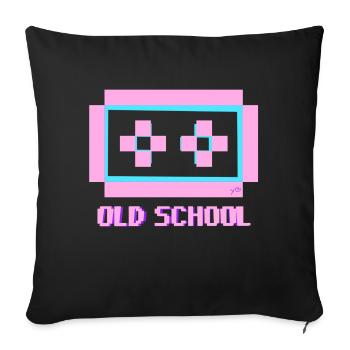 OLD SCHOOL BLUE PINK - Coussin et housse de 45 x 45 cm - noir - Devant