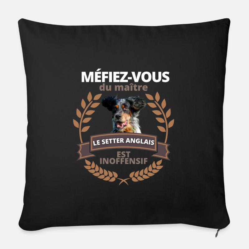 Idée cadeau Setter Anglais - Coussin et housse de 45 x 45 cm - noir