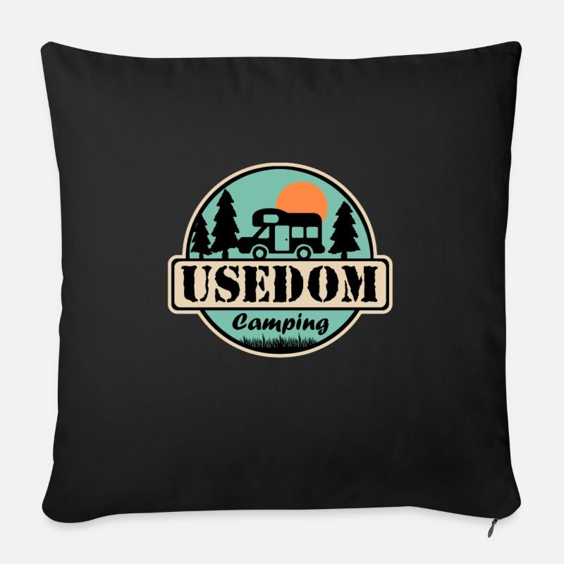 Usedom Camping - Sofakissen mit Füllung 45 x 45 cm - Schwarz